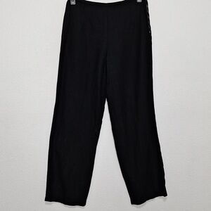 Weekend by MaxMara Minimalist Black Linen High Rise Pockets Preppy Trouser Pants